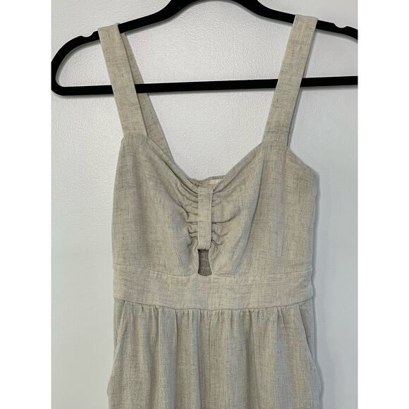 Monteau Ruched Keyhole Jumpsuit Cropped Straight Leg Cream Beachy Cottage Small - Picture 2 of 12